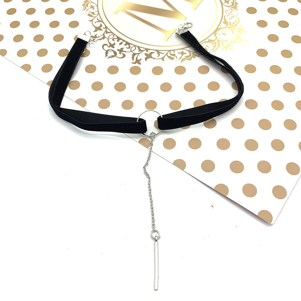 Picture of European and American foreign trade CHOKER square stick pendant Harajuku vintage lace velvet belt short necklace collar AliExpress hot sale