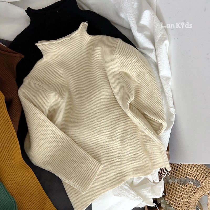 Picture of in stock Soft Waxy Self-made Children's Knitwear Base Long-sleeved Sweater for Boys and Girls Half-high Neck Autumn and Winter Korean Style Middle and Big Children
