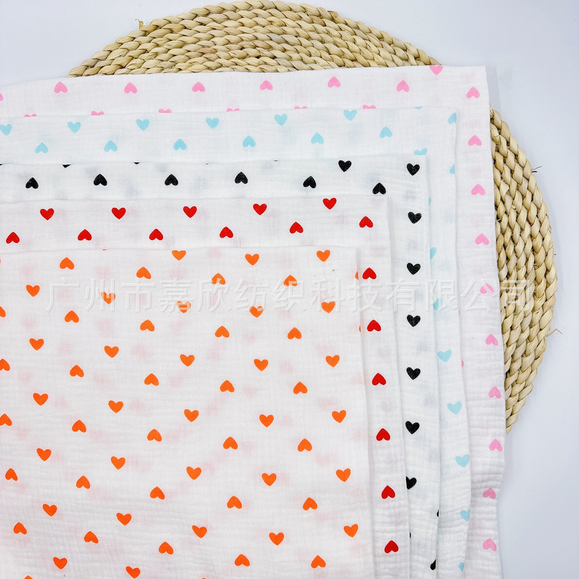 Pure Cotton Double-layer Yarn Cloth Class A muslin Loving Heart Newborn Bags Blanket Home Clothes Pajamas Children's Wear Fabric