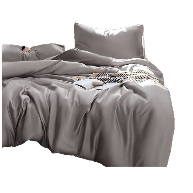 Picture of High-end double-spell Class A Lanjing Tencel four-piece set summer naked sleep cool feeling bed sheet quilt cover solid color Tencel cotton 4