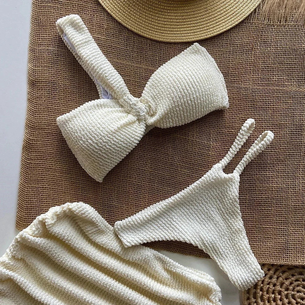 Three-Piece Bikini suit 2025 New Swimwear European and American One-Shoulder Sexy Bikini Mini Skirt suit