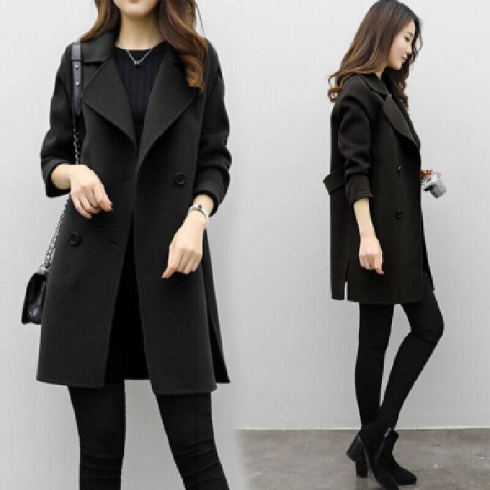 Picture of Foreign trade explosion 2024 autumn and winter new coat woolen coat women's long cocoon double-breasted woolen loose slim