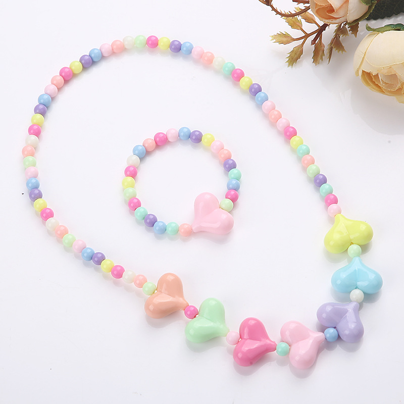 Picture of Korean version of candy color necklace children's spot jewelry beads necklace bracelet two-piece set Yiwu jewelry wholesale