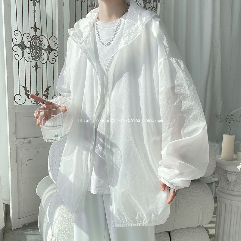 Sun protection clothing men's summer ice silk quick-drying model with hood outdoor fishing UV protection casual cardigan jacket women