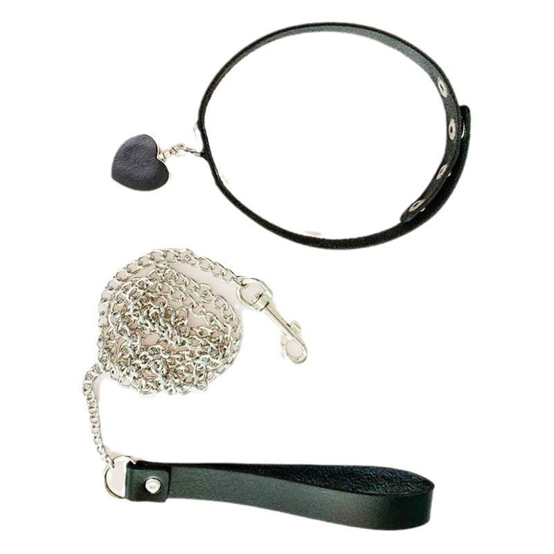 Pen-holding leather leash dog chain couple sexy toy bell collar love leather one-piece delivery