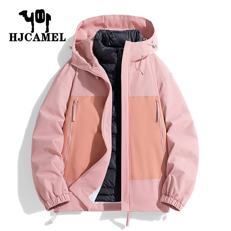 Camel HJCAMEL Down Jacket Men's Autumn and Winter Three-in-One Soft Shell Jacket Couple's Mountaineering Suit Down Detachable Jacket