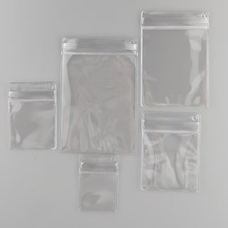 PVC Self-sealing Bag Transparent Jewelry Bag with Hole Hanging Side Hole Piece Hole Bag Acrylic Shake Pinch Storage