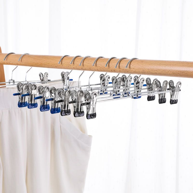 Picture of Cross-border hot sale multi-functional stainless steel trouser clip metal non-slip belt clip hanger trouser rack chrome plated galvanized wholesale