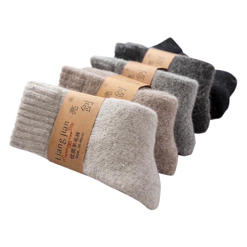 Five pairs of winter super thick rabbit wool socks thickened terry socks men's tube socks women's huge thick wool socks