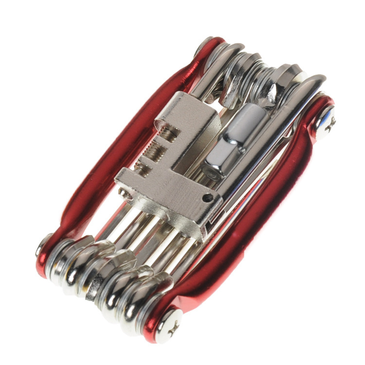 Bicycle mini portable gadget riding equipment 11-in-1 tool suit hexagon wrench with Chain Puller