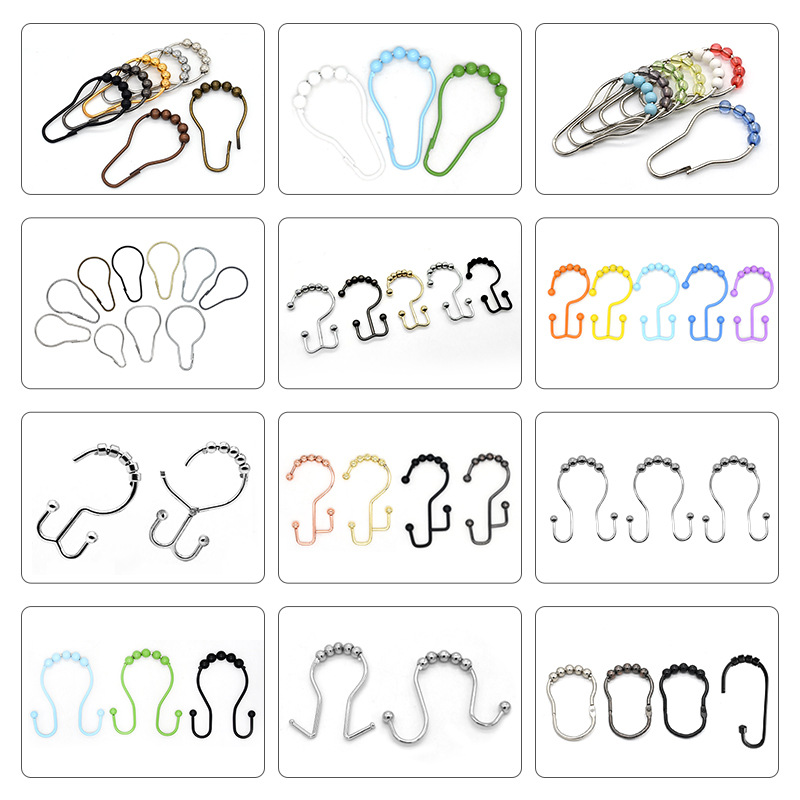 Picture of Bulk Five-Bead Shower Curtain Rings, Anti-Rust Metal Door Curtain Hooks, Cross-Border Supply of Curtain Hooks, Stainless Steel