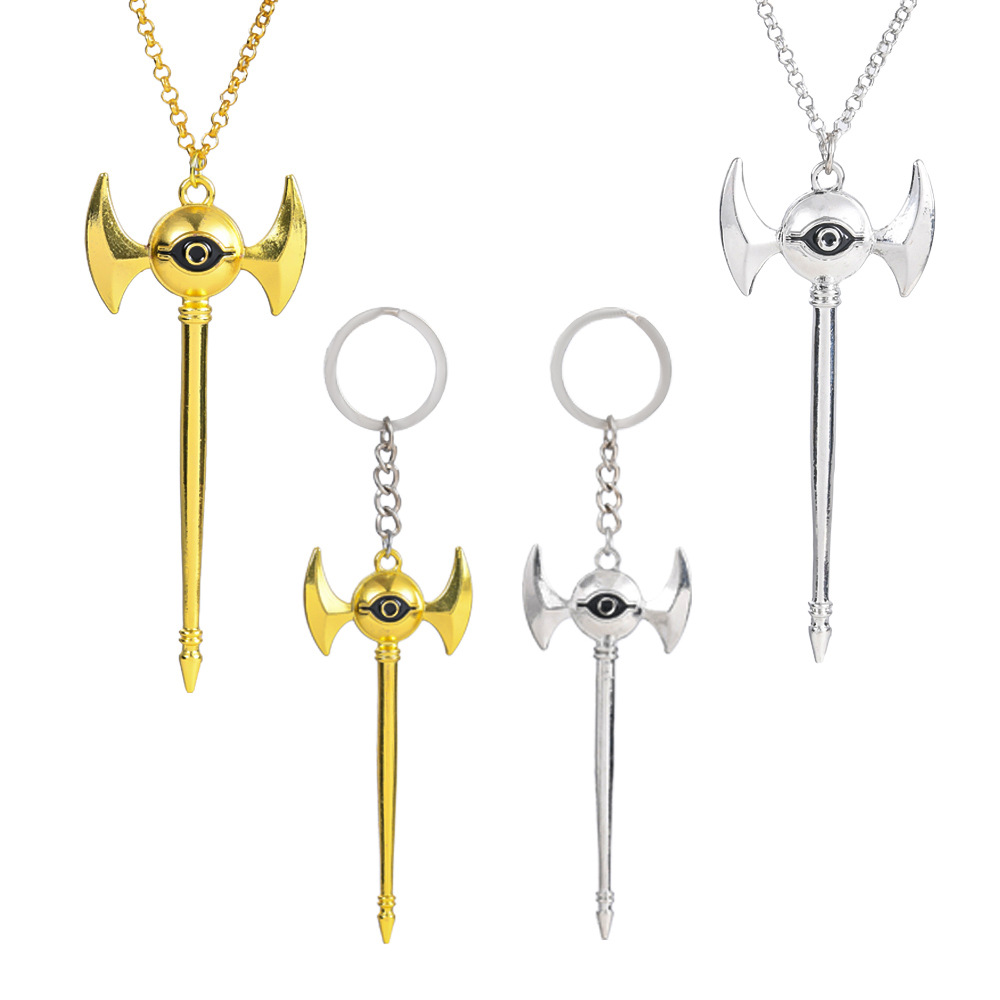 Anime Yu-Gi-Oh Game King Necklace Millennium Artifact Building Blocks Wisdom Wheel Eye Tin Wand Shape Keychain Pendant
