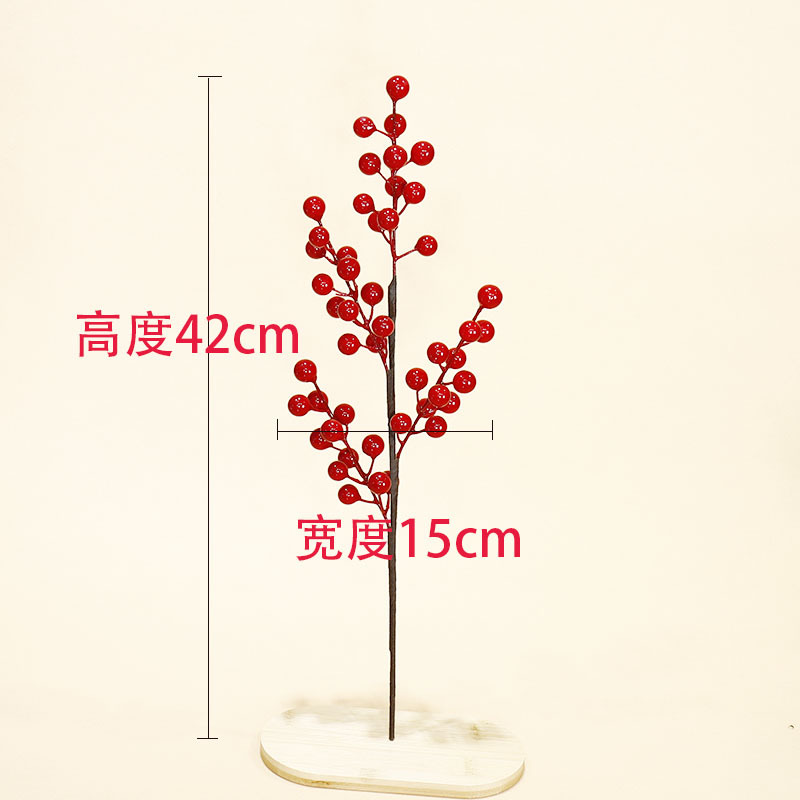 Picture of Artificial Red Holly red fruit Christmas fortune fruit single fork 12 fruit red fruit 1.5 fruit diameter home decoration New Year's Eve flower