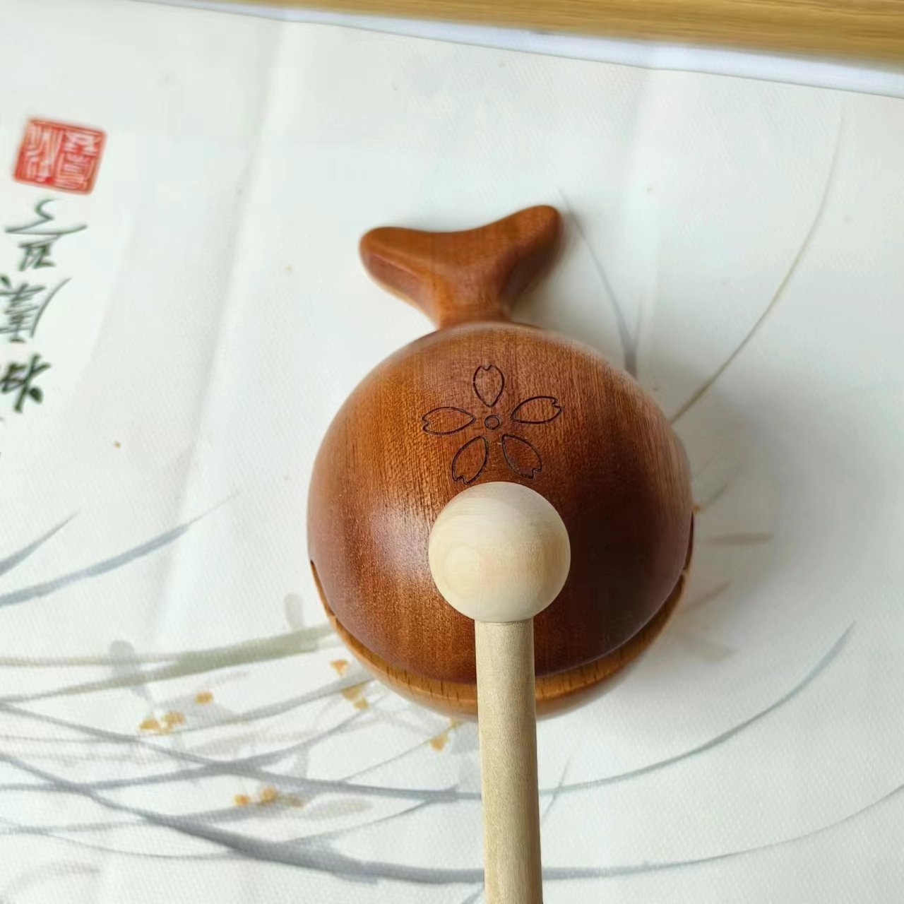 Picture of Wooden Fish Decompression Solid Wood Work Crazy Desktop Small Ornaments Sakaban turtle Emotional Stability Office Toy