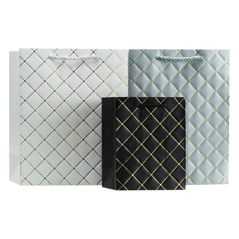 Creative New Fashion High-End Oversized Gift Bag Gift Bag European and American Hot Stamping Plaid Business Satchel Paper Bag