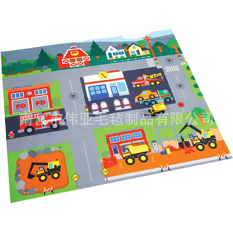 New cross-border thickened felt game mat children's creative transportation tool felt mat multi-foot toy mat