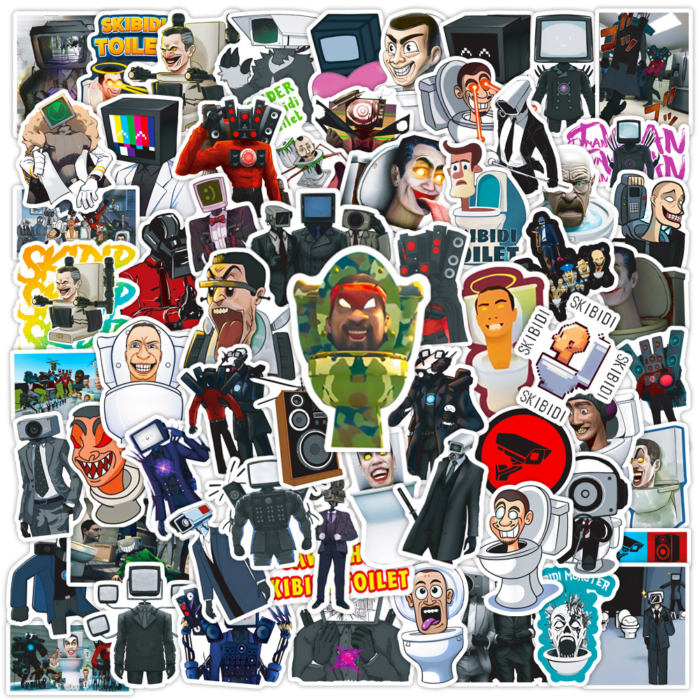 100 PCs toilet man and monitor man skibidi toilet game stickers water cup waterproof PVC cross-border stickers