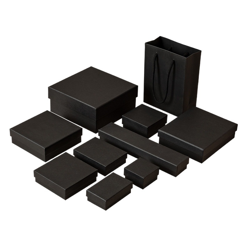 One piece wholesale multi-size black jewelry box ring stud earrings necklace pendant bracelet jewelry packaging box