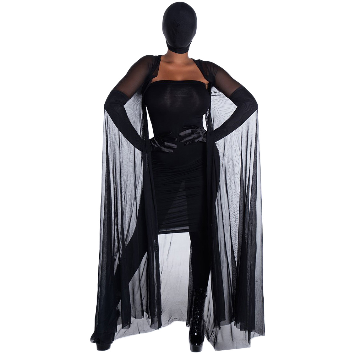 S-Xl Vampire Masked Witch Costume Long Skirt Cloak 2024 New Halloween Costume Masquerade Costume