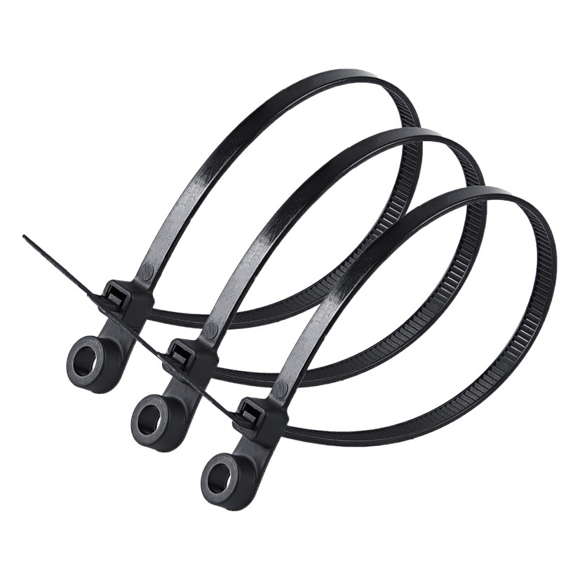 Fixed Head Nylon Tie 3.6*150 Screw Round Head Round Hole Tie Plastic Buckle Self-Locking Tie Wholesale