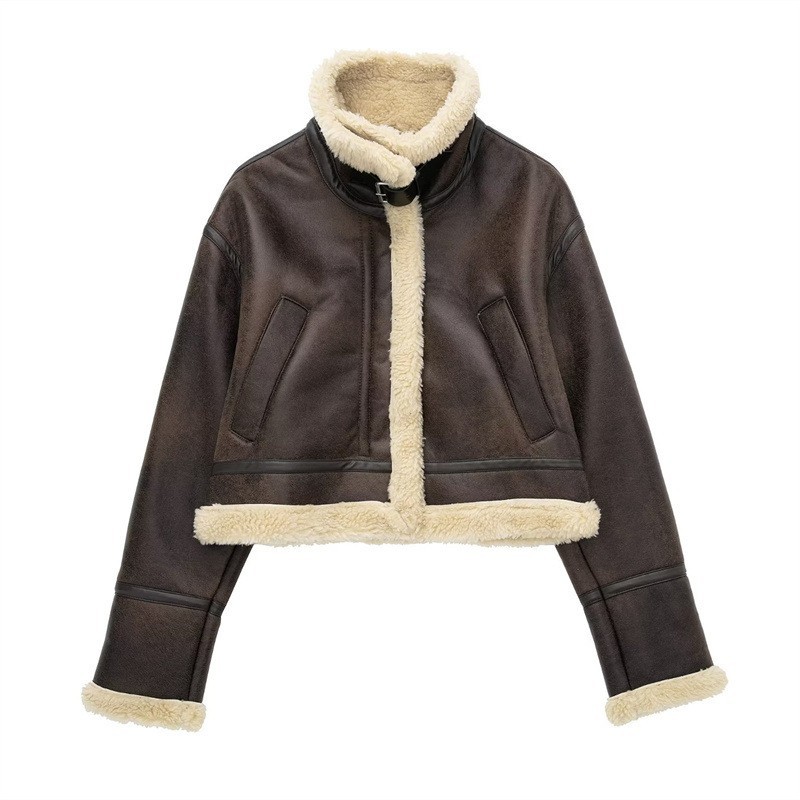 Picture of Cross-Border Export 2022 Winter European and American Style Zaura Women's Fashion Street Lapel Long-Sleeved Double-Sided Jacket