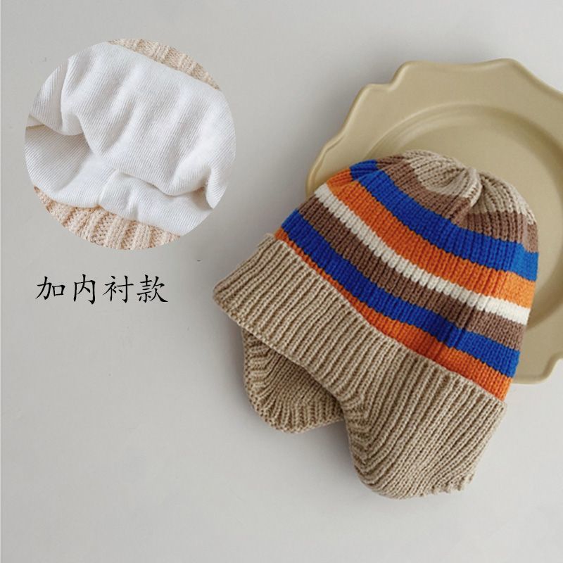 Picture of Children's hat autumn and winter girls' pullover hat Korean-style knitted hat colorful wool hat baby boys' warm earmuffs hat tide