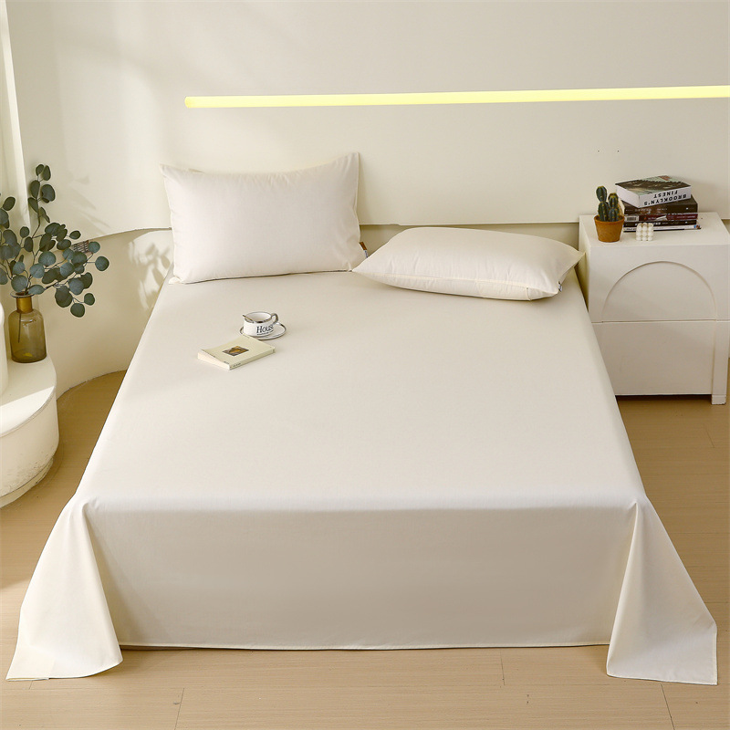 Simple Solid Color Bed Sheet Pure Cotton Single Piece Reactive Printing and Dyeing Pure Cotton Bed Sheet Single Double Bed Top Supplies Nantong Home Textile