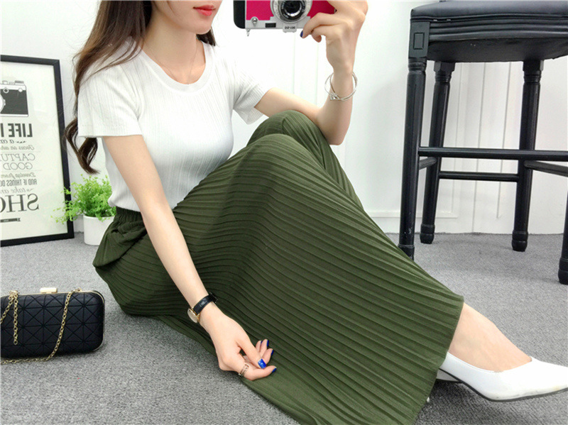 Picture of Spring and Summer Pleated Wide Leg Pants Women's High Waist Slimming Casual Pants Korean-style Large Size Nutty Black Ankle-length Pants