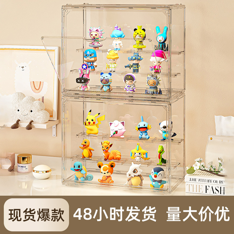 Cross-Border High-Transparency Pet Blind Box Storage Box Large-Capacity Desktop Thickeneded Hand-Made Display Box Large Door-Opening Blind Box