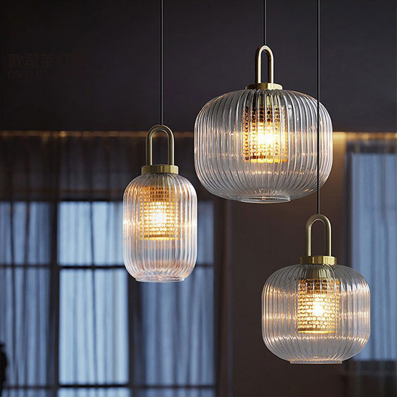 American industrial style retro creative light luxury restaurant bar hotel bedside Internet celebrity simple glass chandelier