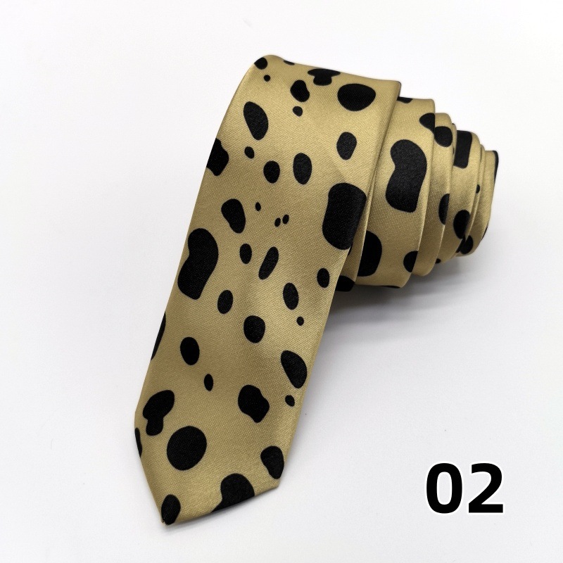 Picture of Ultra-narrow 5cm printed tie leopard print hand-tied unisex casual tie