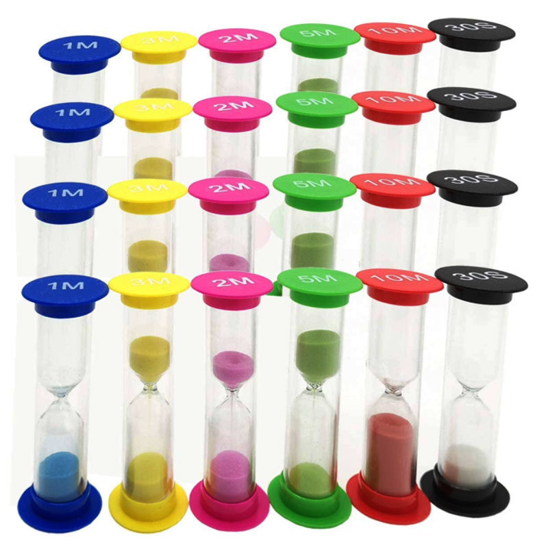 Printed Plastic Small Hourglass 10/30 Seconds + 1+2+3+4+5+10 Minutes Timer Set Cross-Border Supply Resistant to Falling