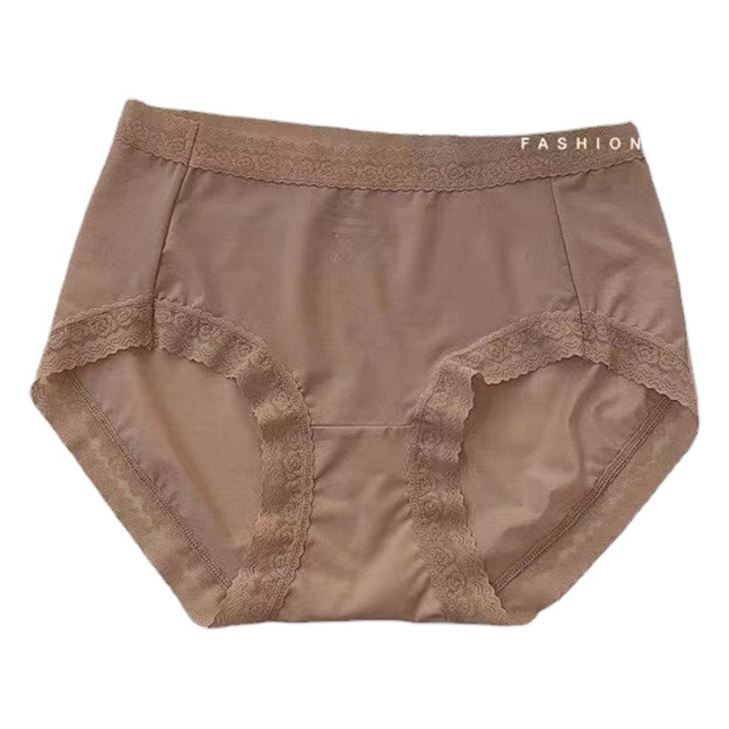 100% Mulberry Silk Sexy Women's Underwear Women's Summer Ultra-Thin Mid-Waist Lace Seamless Ice Silk Briefs Wholesale