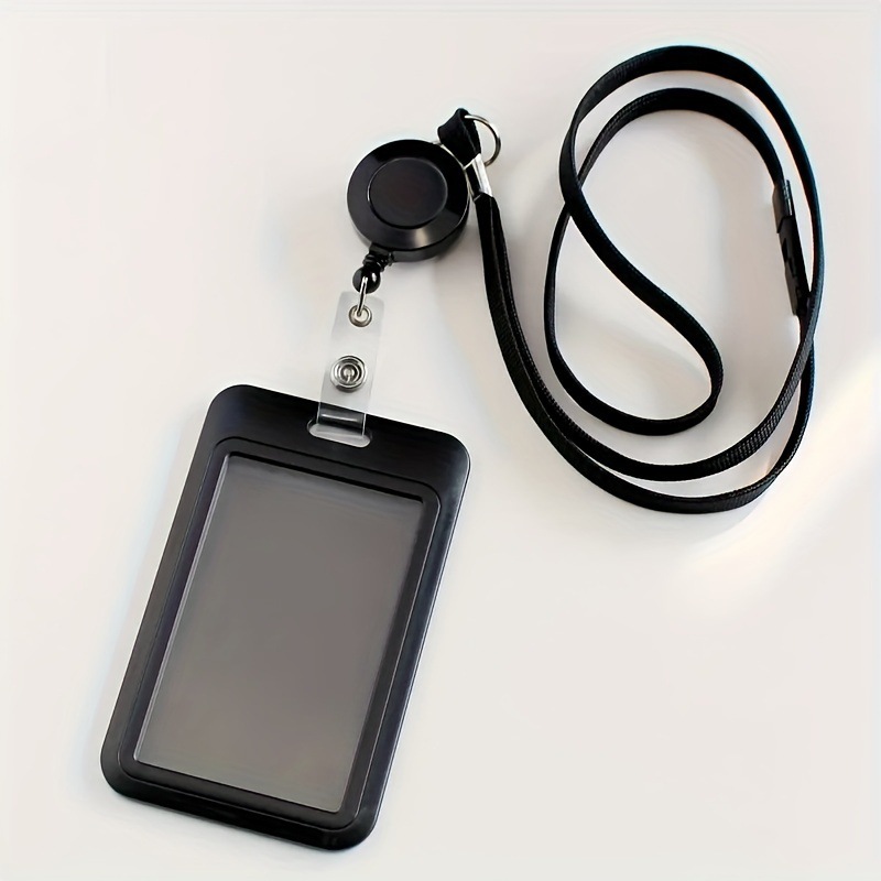 Cross-border hot-selling ABS plastic slide ID ID ID badge card set telescopic easy-pull buckle hollow cotton lanyard elevator