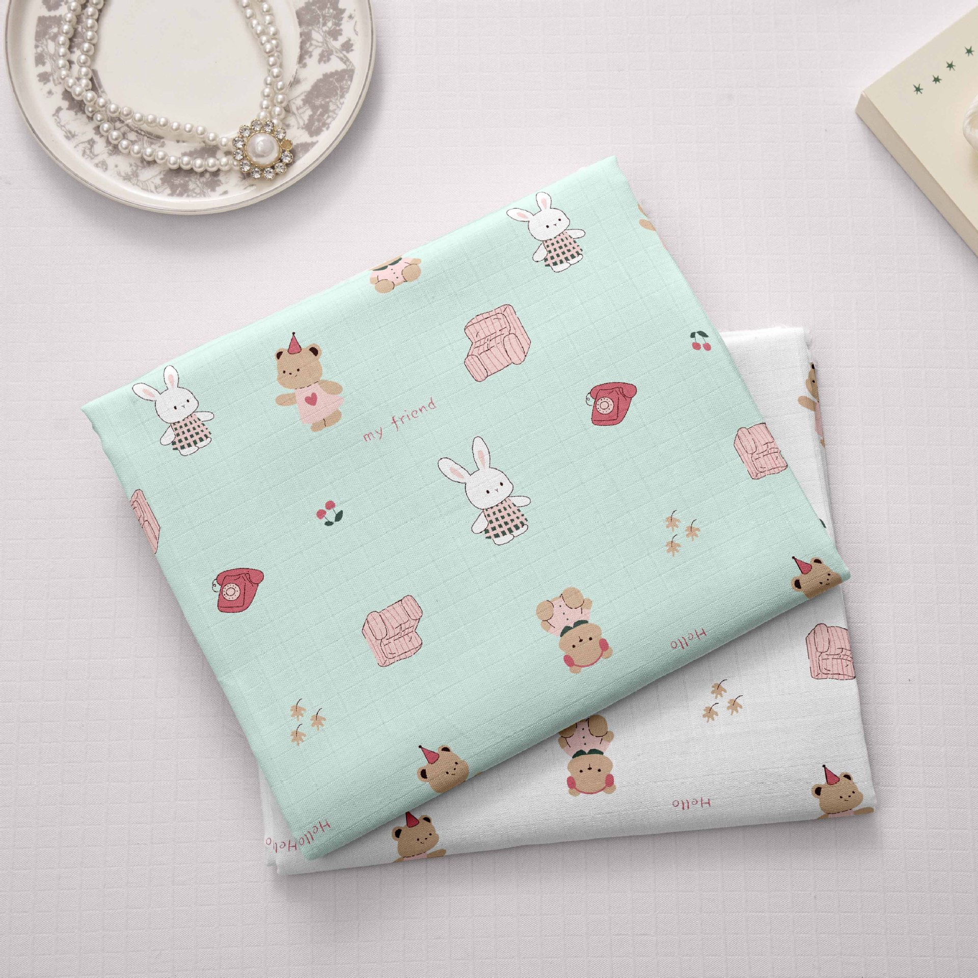 Manufacturer Wholesale Infant and Child Type a Pre-Shrunk 110*90 Non-Fluorescent Plain Weave 40 Count Combed Muslin Double-Layer Cotton Gauze