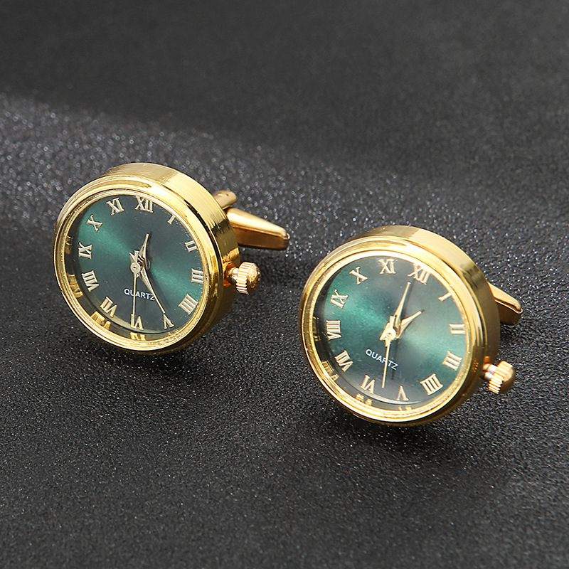 Men's Light Luxury Clock Sleeve Nail Classic French Fashion Rotatable Clock Golden Cufflinks Necessary for Holiday Gifts