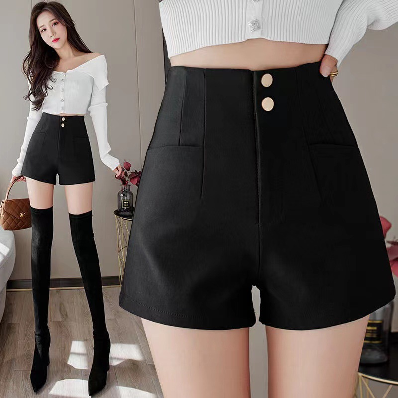 Plus size chubby girl suit shorts women's outer wear summer new high waist versatile slim fit slimming casual A- line wide leg pants