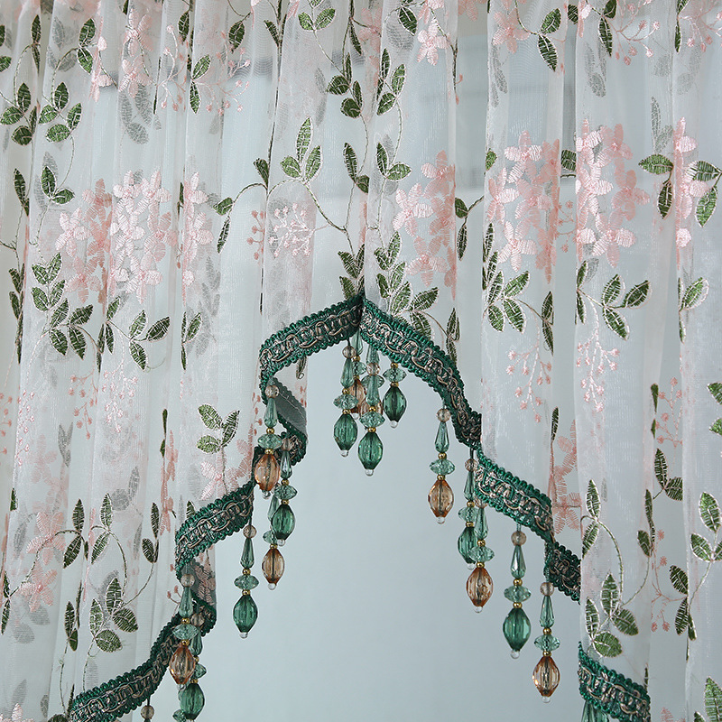 Picture of American Style Light Luxury Pendant Gauze Curtain Non-perforated Door Curtain Embroidered Half Triangle Curtain New Style Bedroom Entrance Partition Decoration