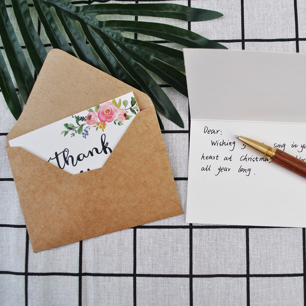 Picture of Cross-Border Amazon Thank You Cards Baked Flowers Simple European Style 8 Sets of Thank You Cards
