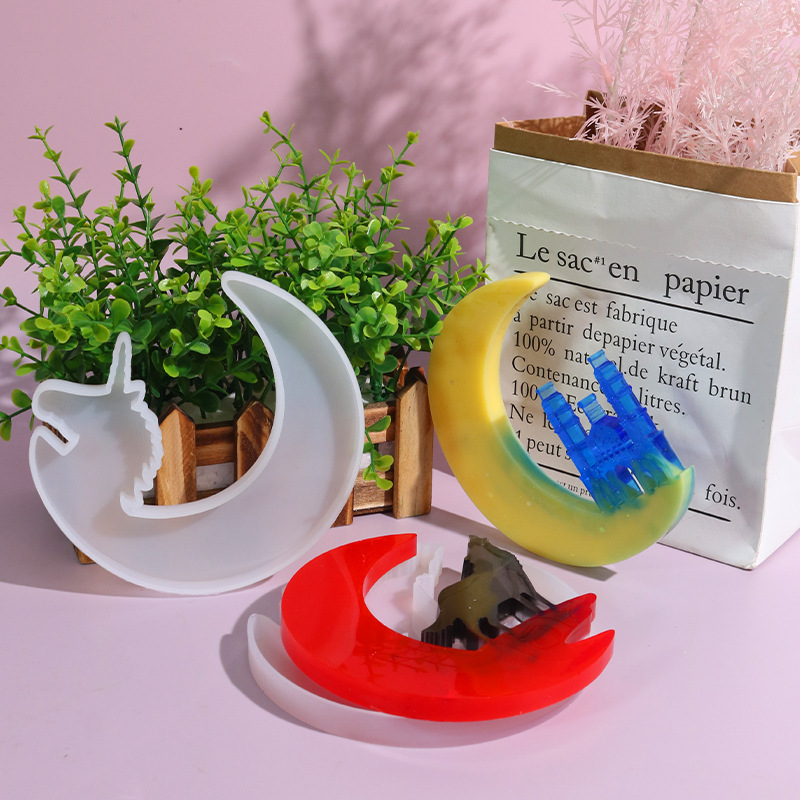 Picture of Triumphant diy drop mold Moon Castle unicorn resin ornaments silicone mold cross-border exclusive