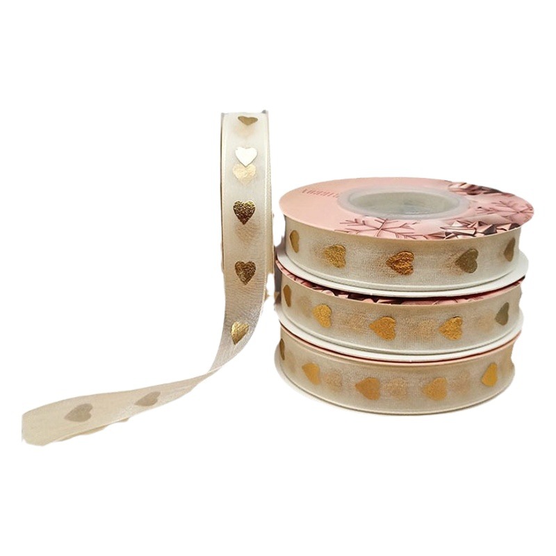 2.5cm Water Yarn Hot Stamping Ribbon Snow Yarn Cake Baking Packaging Ribbon Flower Gift Box Bundling Packaging Ribbon