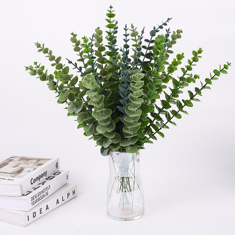 Picture of Cross-Border single eucalyptus leaf money leaf decoration wedding decoration simulation green plant artificial flower eucalyptus wholesale