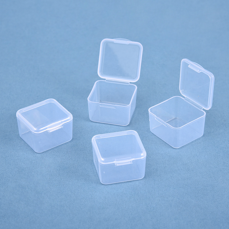 Mini Small Square Box Transparent Earplugs Jewelry Ring Earrings Dust-proof Box Buttons Small Parts Plastic Packaging Box
