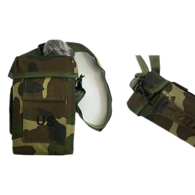 Cross-Border 2L Square Water Bottle Cs Large Capacity Portable Outdoor Us Military Fan Camping Strap 07-Style Aluminum Lightweight