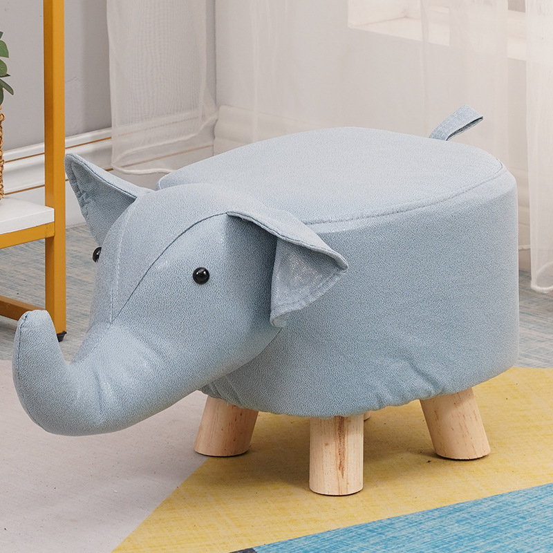 Picture of Elephant Stool children's animal stool solid wood shoe changing stool creative small stool home living room cartoon cute low stool