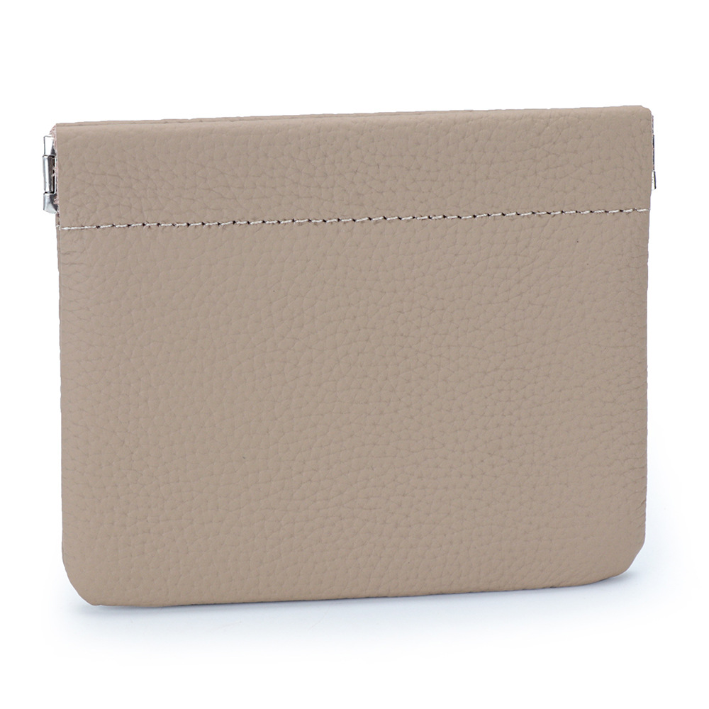 Picture of Genuine Leather Short Mini Coin Purse Women's Small and Ultra-thin Automatic Closure Shrapnel Coin Bag Key Lipstick Storage Bag