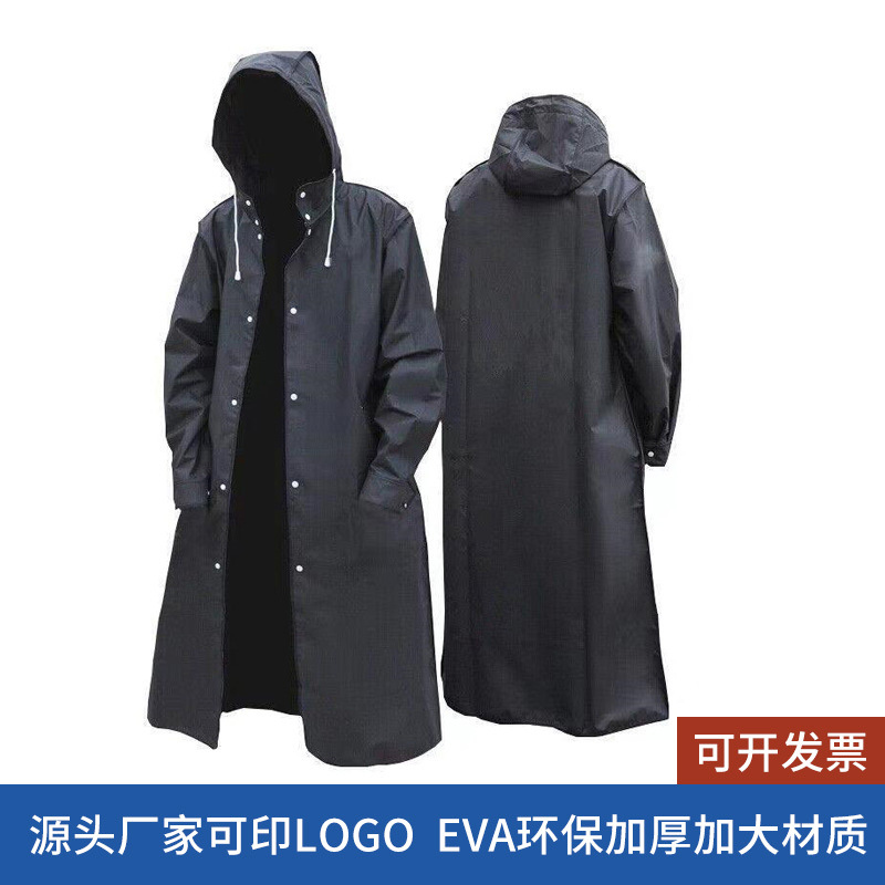 Cross-Border Fashion Long Raincoat Eva Adult Men's Thickeneded Raincoat Travel Raincoat Manufacturer Wholesale