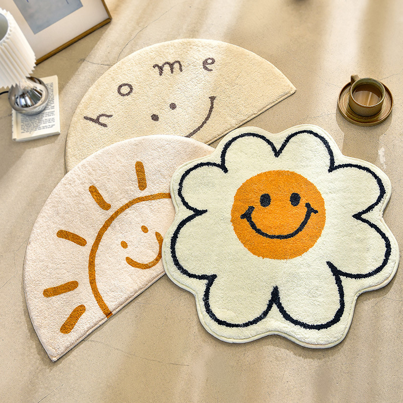 Imitation Cashmere Cartoon Floor Mat Bathroom Bathroom Water-Absorbent Household Toilet Door Non-Slip Door Mat Bedroom Carpet