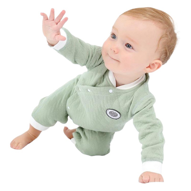 Baby Padded Cotton Jumpsuit Spring and Autumn Style Warm Winter Unisex Baby Sleepwear Romper Outfit National Trend