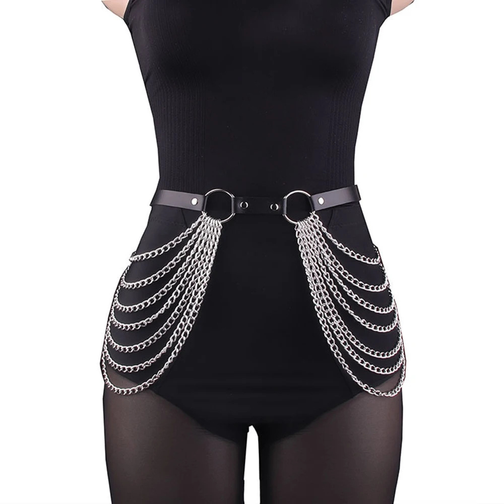 Cross-border Explosions Women's Leather Belt Sexy Waist Chain Fashion Harajuku Belt Body Tie Belt Fun Accessories